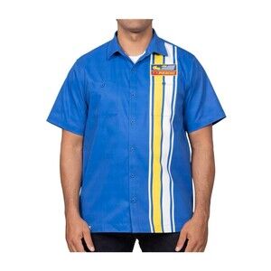 Pikachu Racing Stripes Short-Sleeve Button-Up Shirt